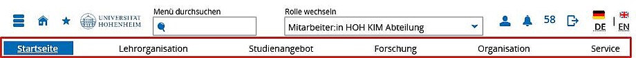 Screenshot der horizontalen Navigationsleiste. (Erklärungen im Webseiten-Text)