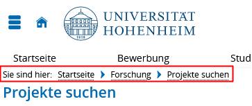 Screenshot der Brotkrümelnavigation (Erklärungen im Webseiten-Text)